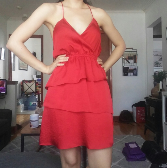 Urban Outfitters Dresses & Skirts - NWOT UO Sexy Red Tiered Silky Mini Dress